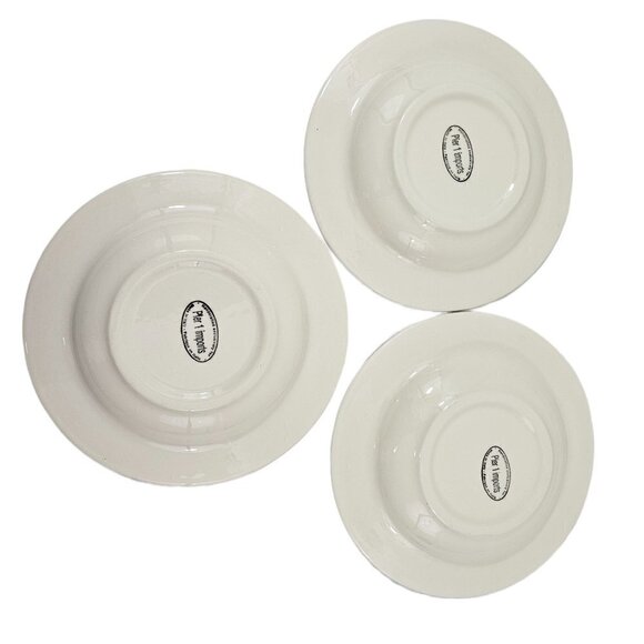 Pier 1 Imports Blue & White Fruit Basket Weave Rim Salad Pasta Bowls - Set of 3 - Picture 8 of 16